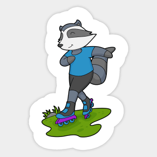 Racoon Inline skating Roller skates Sticker